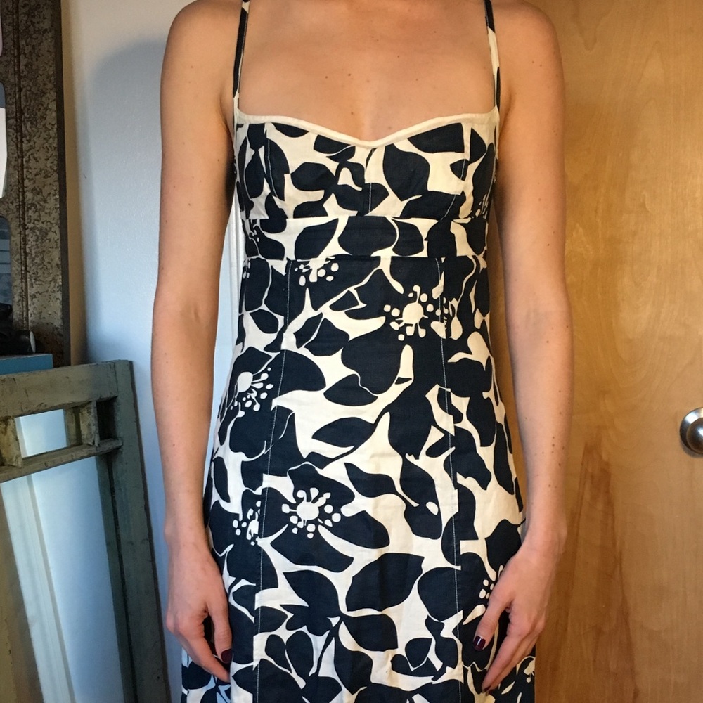 Blue and white linen Jcrew Dress